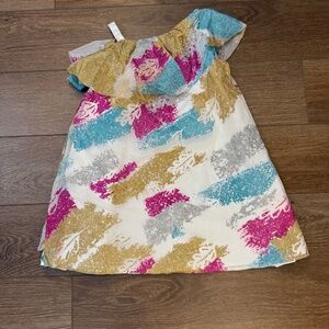 Disney Store Pocahontas Shift Dress Up Glitter Feather Colors of the Wind Sz 7/8